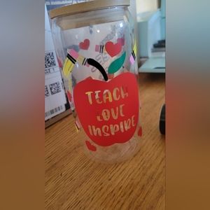 Teach, Love, Inspire - Teacher Quote - Glass Tumblr